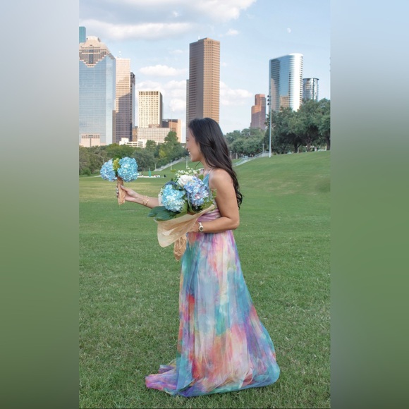 Watercolor Tie-Dye Backless Maxi Dress - Picture 4 of 4